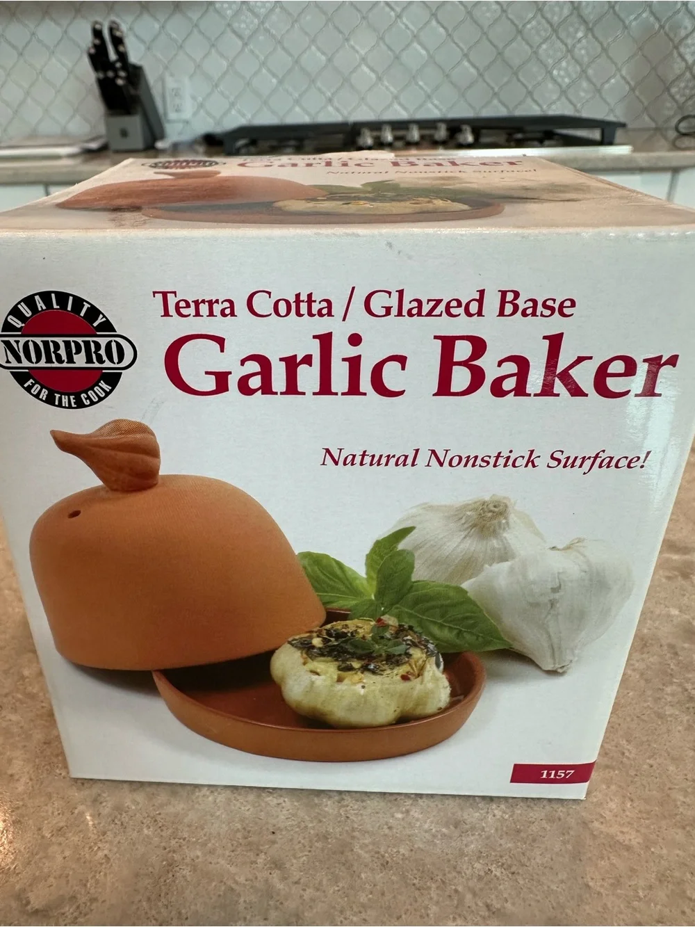🧄 New in Original Box – Norpro Terra Cotta Garlic Baker #1157